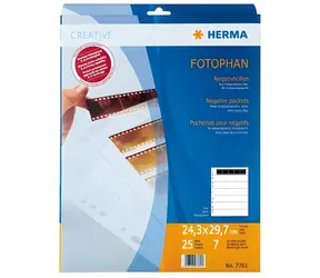 Herma 35-mm-Negativfilmkassette / Negativfilmkassette / PP klar / 25 Blatt / 7 Streifen