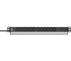Brennenstuhl Alu-Line 19" schwarz/Aluminium / Rack-Steckdosenleiste / 12x C13 / IEC C14 / 2 m