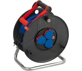 Brennenstuhl Garant schwarz/blau / Kabeltrommel / IP44 / 3 Steckdosen / 50 m / 3300 W