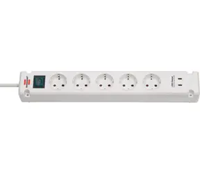Brennenstuhl Bremounta weiß / Verlängerungskabel / 5-fach Steckdose / 2x USB-C / 3 m / Ein-/Ausschalter