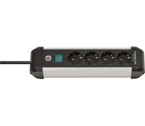 Brennenstuhl Premium Alu-Line schwarz/Aluminium / Verlängerungskabel / 4X Steckdosen / 1,8 m / Ein-/Ausschalter