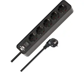 Brennenstuhl Ecolor schwarz / Verlängerungskabel / 5 Steckdosen / 1,5 m / 3500 W / Ein-/Ausschalter