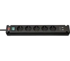 Brennenstuhl Bremounta schwarz / Steckdosenleiste / 5x Steckdosen / 2x USB-A / 3 m