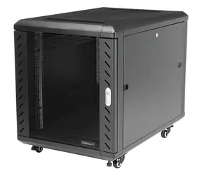 StarTech Open Frame 12U schwarz / Standrack / 19" / Tiefe 900 mm / Tragfähigkeit 800 kg / mobil