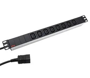 Roline Netzverteiler 19" weiß, schwarz / Netzverteiler / 1 HE / 8x C13 / C20 Stecker / 2 m Kabel