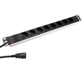 Roline 19" Stromverteilerfeld weiß/schwarz / Stromverteilerfeld / 1 HE / 8x DE-Steckdose / IEC320 C14 / 2 m