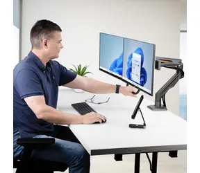 StarTech Tischhalterung für 2 Monitore, schwarz / Monitorhalterung / VESA / 17-27 Zoll / Tragkraft 30 kg / Neigung -15° bis 65°