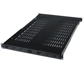 StarTech Tiefenverstellbare Rack-Einschubplatte, Schwarz / Rack-Einschubplatte / 1 HE / Tragfähigkeit 80 kg / Breite 445 mm