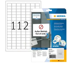 Herma Universal-Etiketten 25,4 x 16,9 mm / weiß, ablösbar / 25 Blatt / 2800 Stück.