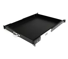 StarTech Ausziehbarer Rackboden, Schwarz / Rackboden / 1 HE / Tiefe 559 mm / Tragfähigkeit 25 kg