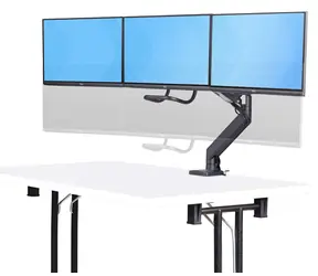 StarTech Tischhalterung für 3 Monitore, schwarz/silber / Ständer für drei Monitore / bis zu 27 Zoll / Tragkraft 18 kg / VESA