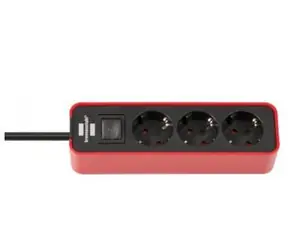 Brennenstuhl Ecolor rot/schwarz / Verlängerungskabel / 3 Steckdosen / 1,5 m / 3500 W / Ein-/Ausschalter