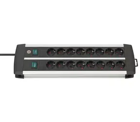 Brennenstuhl Premium Alu-Line Steckdosenleiste schwarz/silber / 16 Steckdosen / 3 m / eloxiertes Aluminium