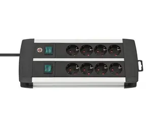 Brennenstuhl Premium- Alu-Line schwarz/silber / Steckdosenleiste / 8-fach Steckdose / 3 m / 3500 W