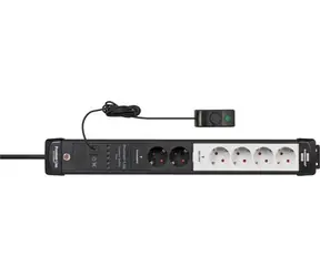 Brennenstuhl Premium-Line Comfort Switch PLUS schwarz/grau / Verlängerungskabel / 6-fach Steckdose / Fußschalter / 3 m