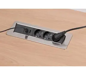 Brennenstuhl Indesk-Power silber-schwarz / Tischsteckdose / 3x Steckdose / 2x USB-A / 2100 mA / 2 m