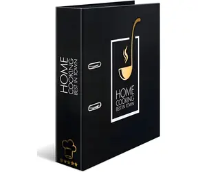 Herma Hebelordner für Rezepte, Hausmannskost, A4, schwarz-gold / Ordner / Karton / 7 cm Rücken