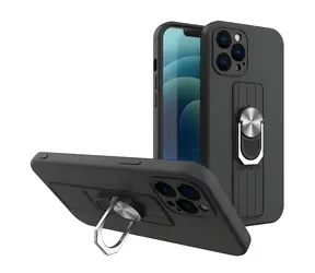 Hurtel Ringhülle für Xiaomi Poco M4 Pro 5G, schwarz / Hülle mit Halterung und Ständer / Silikon
