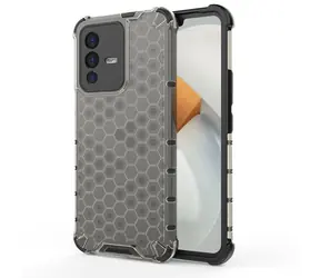 Hurtel Honeycomb Hülle schwarz / Hülle / Vivo V23 5G / Wabenmuster / Gelrahmen
