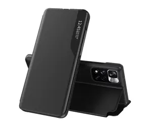 Hurtel Flip Case für POCO M4 Pro 5G, Schwarz / Hülle / Kunstleder / Sichtfenster / Ständer