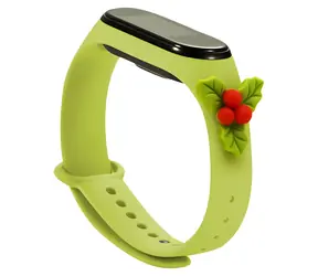 Hurtel Weihnachtsarmband mit Mistelzweig für XIAOMI Mi Band 5/6, grün / Armband / Silikon / Weihnachtsmotiv