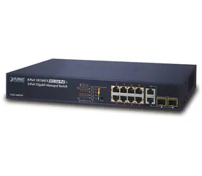 Planet FGSD-1008HPS / PoE-Switch / L2 / 8x 100 Mbit/s / 2x 1 Gbit/s SFP / 8x PoE 802.3at 125 W