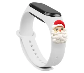 Hurtel Weihnachtsarmband mit Weihnachtsmann für XIAOMI Mi Band 3/4, weiß / Armband / Silikon / Weihnachtsmotiv