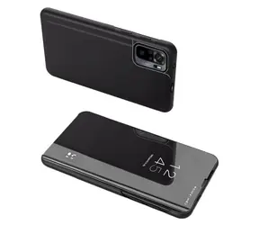 Hurtel Clear View Hülle für POCO M4 Pro 5G, schwarz / Klapphülle / transparentes Fenster in der Klappe