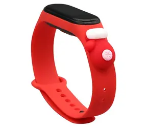 Hurtel Weihnachts-Silikonarmband für XIAOMI Mi Band 3 und 4, rot / Armband / Silikon / Weihnachtsmotiv
