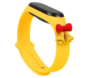 Hurtel Weihnachtsarmband mit Glöckchen für XIAOMI Mi Band 3/4, gelb / Armband / Silikon / Weihnachtsmotiv
