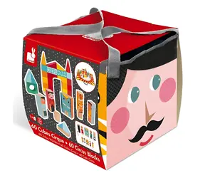 JANOD Cubes Kubix Circus / Holzwürfel / 60 Stück / Faltmatte