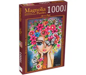 MAGNOLIA Puzzle Mädchen mit Blumen / 1000 Teile / 48 x 68 cm
