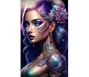 Norimpex Diamantmalerei Frau mit lila Haaren / 30x40 cm
