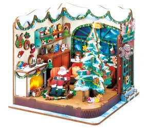 2KIDS TOYS 3D-Holzpuzzle Miniaturhaus Weihnachtsmannwerkstatt / 3D-Puzzle / über 100 Teile / LED-Beleuchtung / ab 14 Jahren