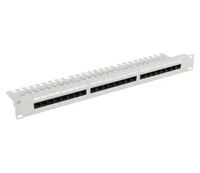 Lanberg Patchpanel mit Ablage, grau / Patchpanel / 24 Ports / RJ-45 / Cat.6 UTP / 1 HE / 19"