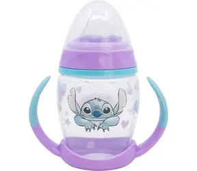 STOR Becher mit Griffen und Silikonausgießer 270 ml Stitch / Kinderbecher / BPA-frei / Silikonausgießer