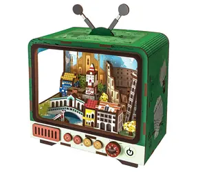 2KIDS TOYS 3D-Holzpuzzle Retro-TV Venedig / Miniaturszene / LED-Beleuchtung / 118 Teile / ab 12 Jahren