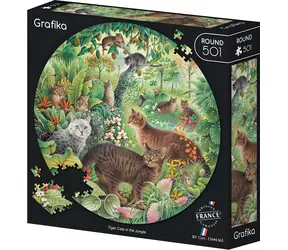 GRAPHICS Rundes Puzzle Tigerkatzen im Dschungel / 501 Teile / Durchmesser 44 cm
