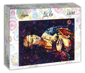 GRAFIK Puzzle Dame mit Hermelin / Leonardo da Vinci Motiv, Illustration von Sally Rich / 1500 Teile