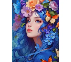 Norimpex Diamantmalerei Mädchen mit Blumen im Haar / 30x40 cm