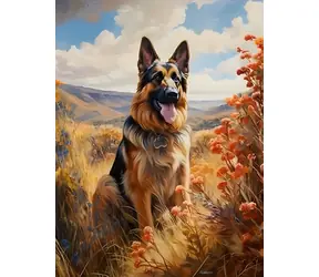 Norimpex Diamantmalerei Deutscher Schäferhund in den Bergen / 30x40 cm