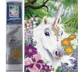 Norimpex Diamantmalerei Einhorn in Blumen / 30x40 cm