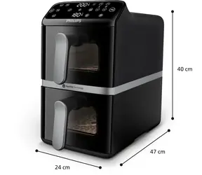 Philips NA461/00 schwarz-silber / Heißluftfritteuse / Touchscreen / 2750 W / Volumen 10 l