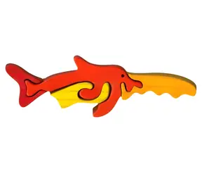 FAUNA Holzpuzzle Schwertfisch klein / Massivholz / 6x6x2 cm / ab 3 Jahren