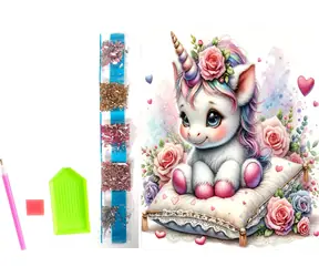 Norimpex Diamantmalerei Blume Einhorn / 23x30 cm