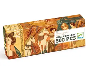 DJECO Puzzle Einhorngarten / 500 Teile / Panorama / Größe 97 × 33 cm