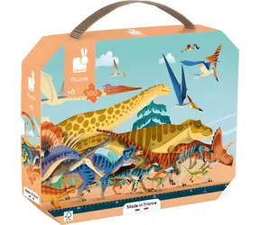JANOD Panorama-Puzzle im Koffer Dinosaurier / 100 Teile / 100 x 20 cm
