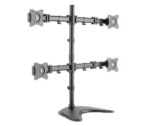 Digitus Tischhalterung für 4 Monitore, schwarz / Monitorhalterung / VESA 75x75 und 100x100 mm / Neigung 45° / Drehung 90°