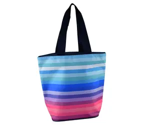 RULYT Gestreifte Strandkühltasche / Kühltasche / 20 l / 37 x 34 x 16 cm / 600D Polyester
