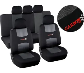 Compass CARBON DARK Sitzbezüge, 9-teilig, schwarz / Autositzbezüge / Seitenairbag / Universal
